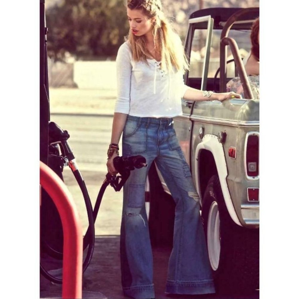 Free People Super Festy Patchwork Denim Jeans - Picture 4 of 5